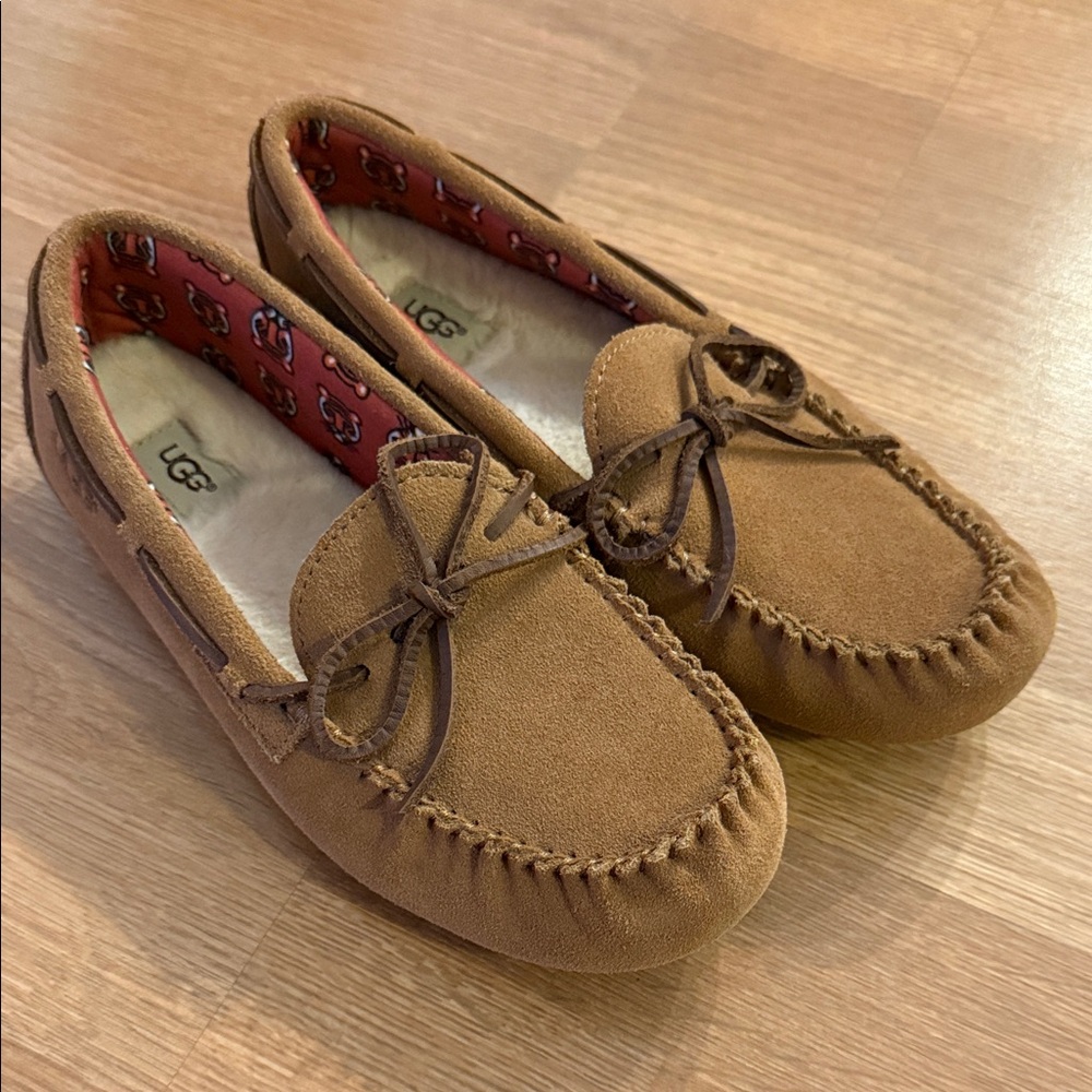 UGG Kids Tan Moccasins with Bow Detail (SOLD)